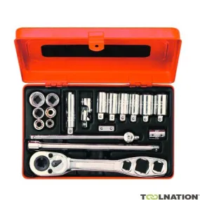 Bahco R6725ZK Jeu de clés à douille 1/4" Inch 19 pièces pour la technique du froid