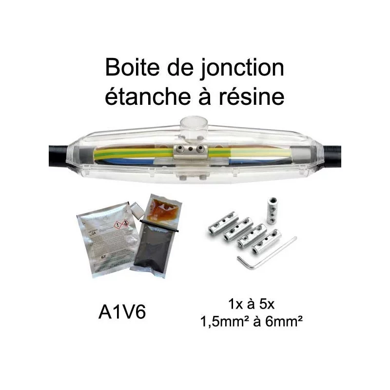 Boite de jonction étanche IP68 avec résine et connecteurs