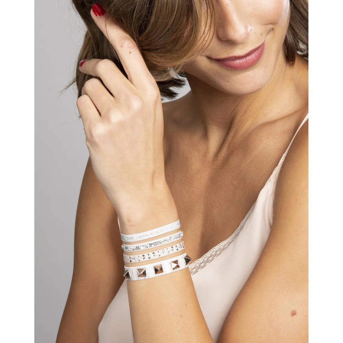 Bracelet Les Interchangeables A24958 - Bracelet Tissu Bleu Cristaux Swarovski Les Interchangeables | 3 Suisses