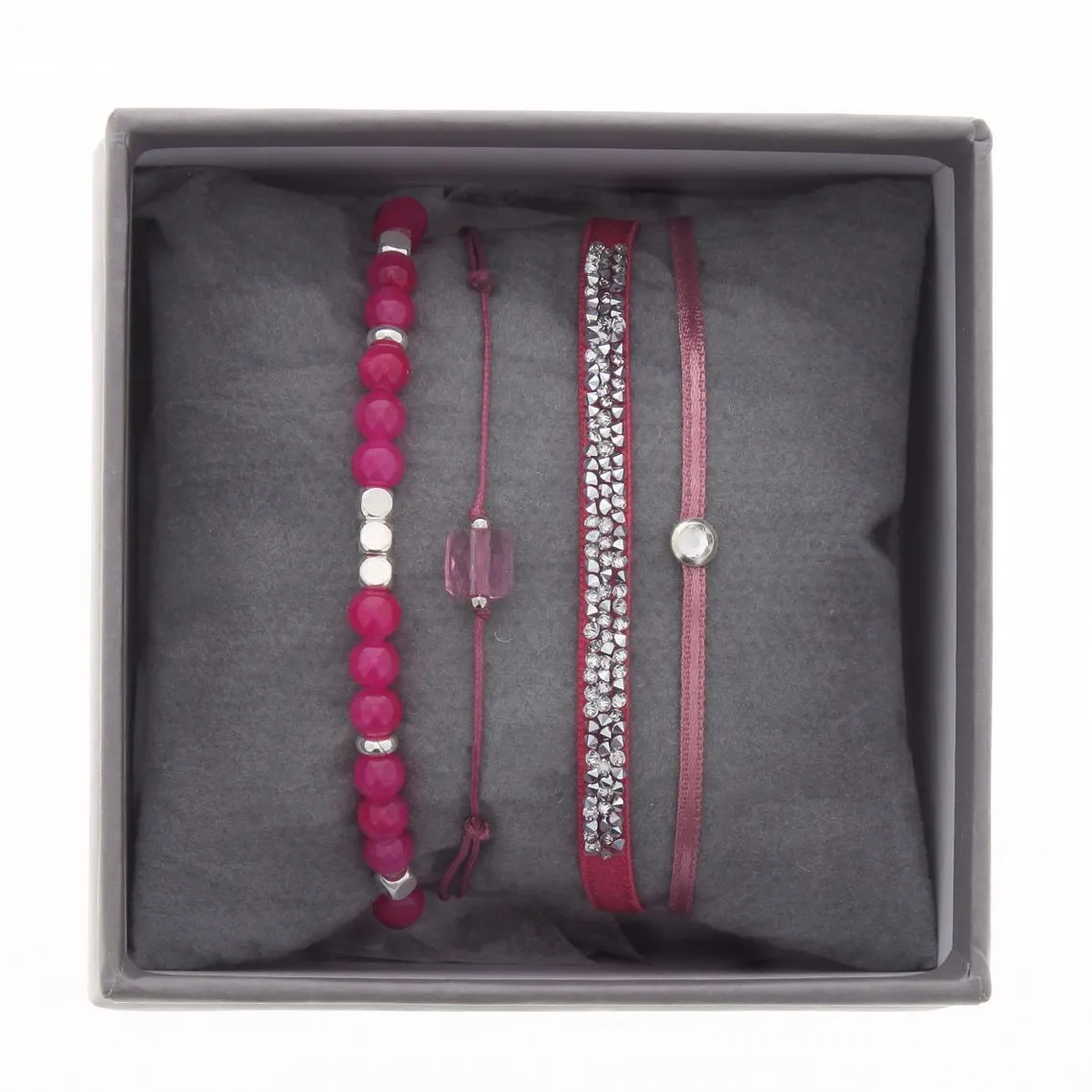 Bracelet Les Interchangeables A38648 - Bracelet Tissu Rose Cristaux Swarovski Les Interchangeables | 3 Suisses