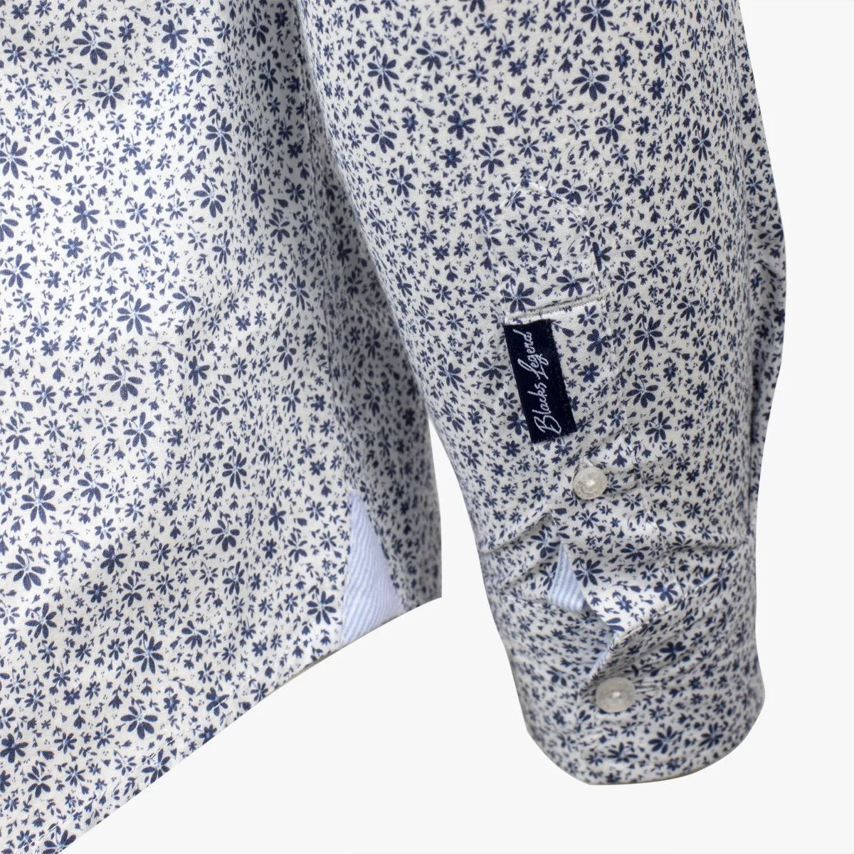 Chemise ml bleu ciel à petites fleurs