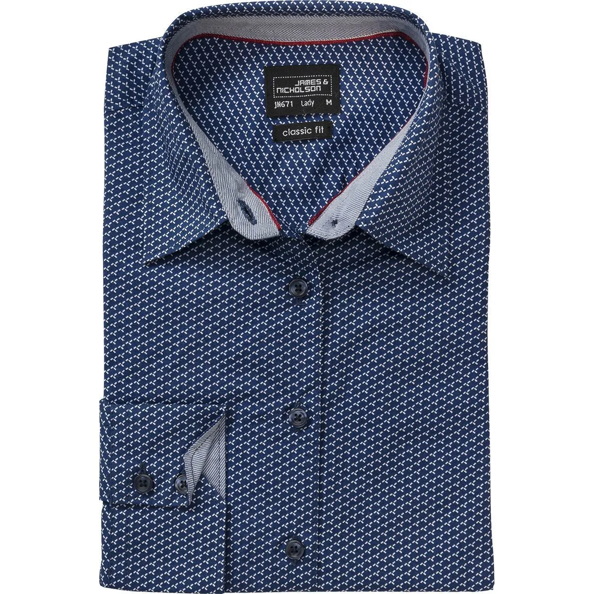 chemisier manches longues - JN671 - FEMME - bleu - blanc - motifs wings 
