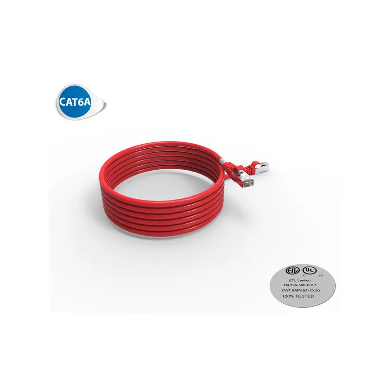 Cordon RJ45 CAT6A SFTP 100 OHMS LSOH, Couleur : Rouge, Longueur : 3m (2220R)