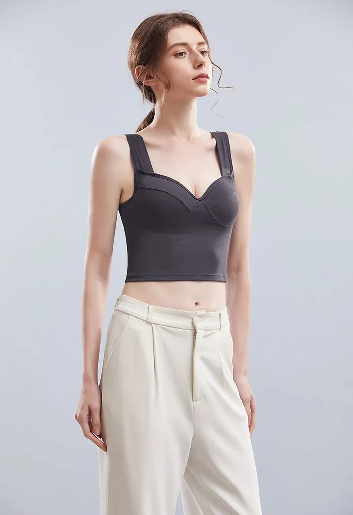Débardeur bustier de couleur unie en fumée