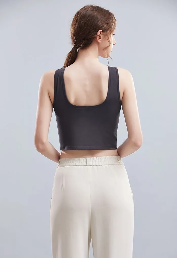 Débardeur bustier de couleur unie en fumée