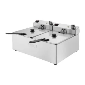 Friteuse double Buffalo 2 x 5L - Haute performance, inox, 2x2,8kW