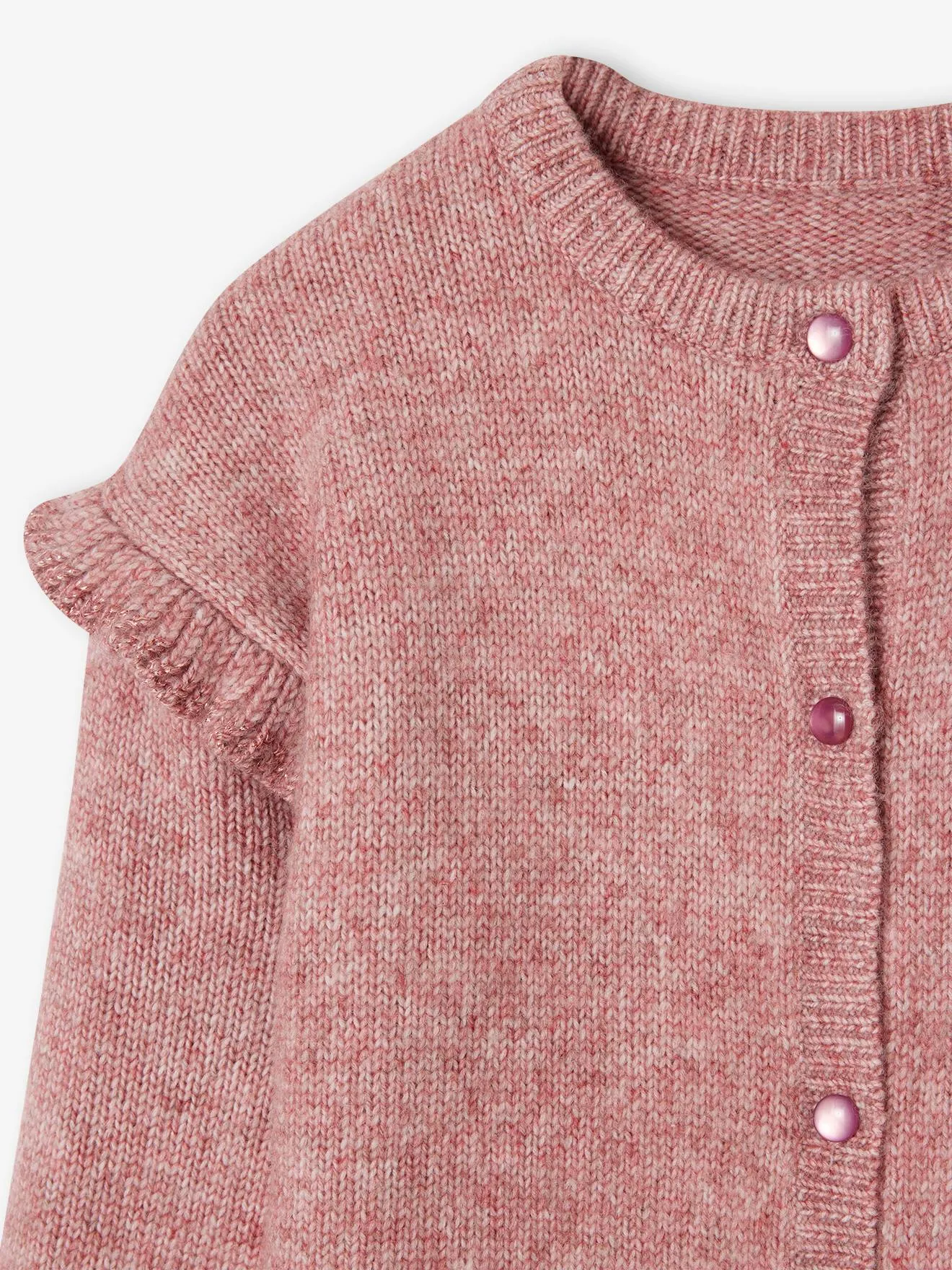 Gilet manches à volant fantaisie fille rose - Vertbaudet