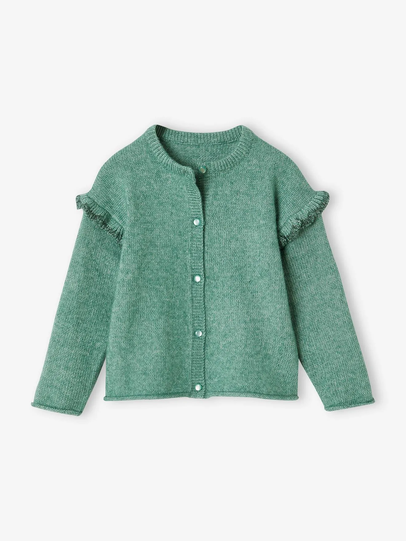Gilet manches à volant fantaisie fille rose - Vertbaudet