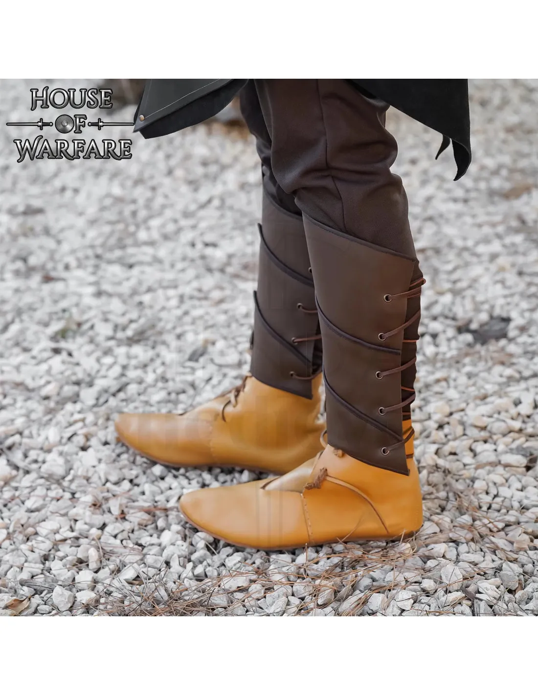 Grèves en cuir médiévale fantaisie, modèle Archer ⚔️ Boutique Épées