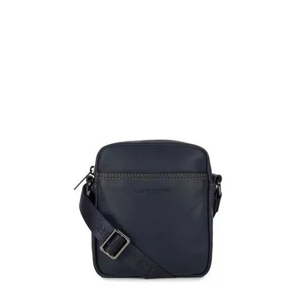 Lancaster - Mini sacoche soft vintage en cuir Bleu foncé