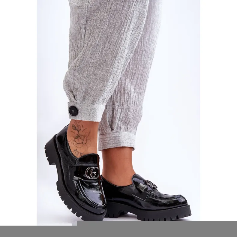 Laura Messi Chaussures en cuir pour femmes avec décoration Noir Rosefalls le noir