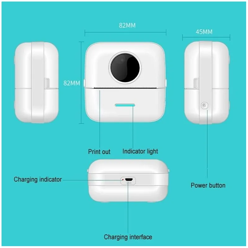 Mini Imprimante Bluetooth Thermique Papier Blanc 5 Rouleaux