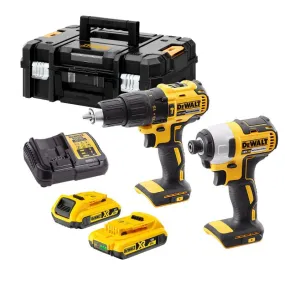 Pack 2 outils DEWALT DCK2060D2T-QW : Perceuse visseuse à percussion et visseuse à choc 18V Li-Ion avec coffret et 2 batteries 2,