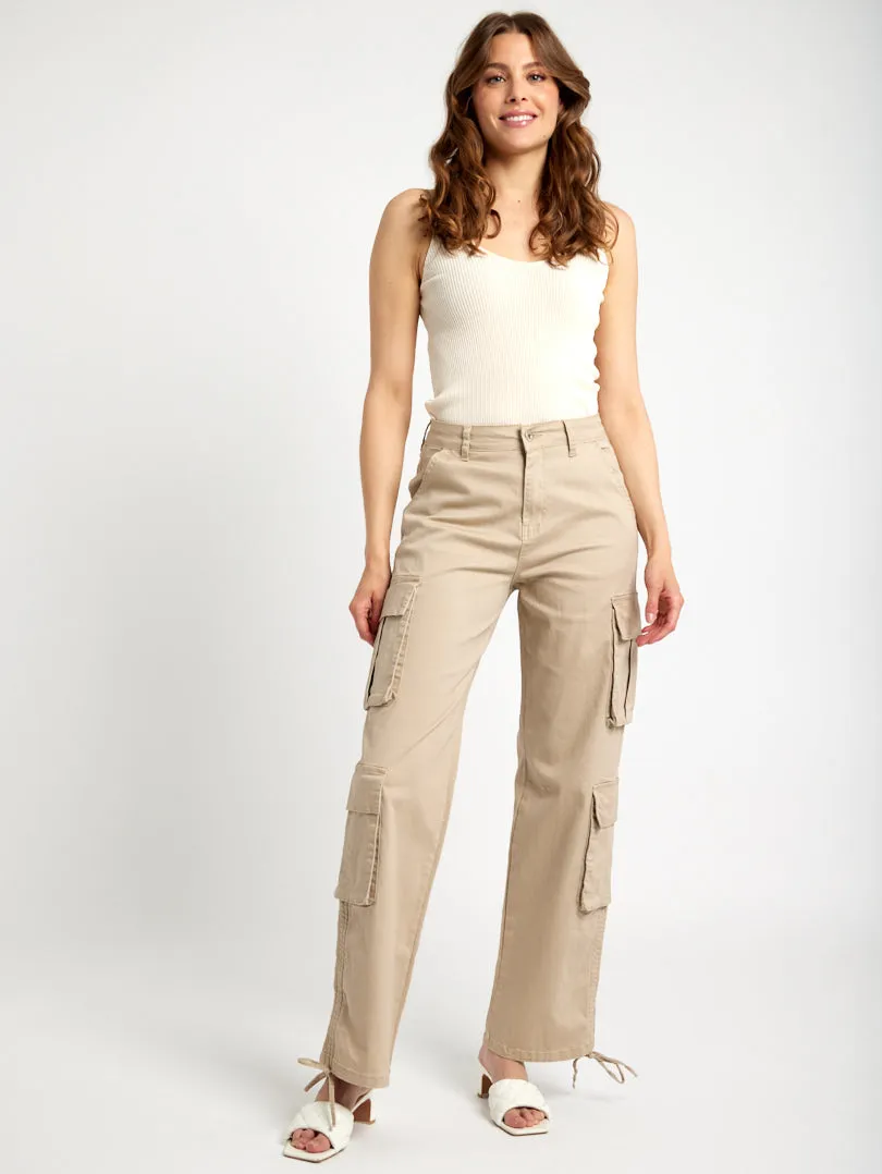 Pantalon cargo droit avec cordon de serrage