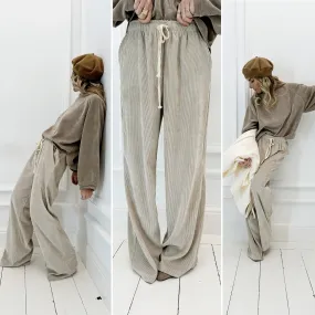Pantalon velours crème cordon beige
