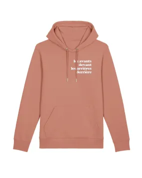 Sweat capuche les avants devant, les arrières derrière brodé