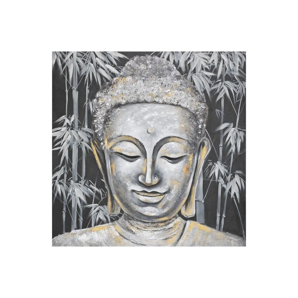 Tableau toile murale peinte bouddha 100x100cm