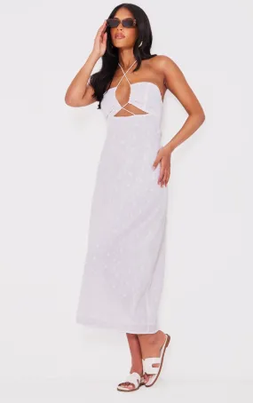 Tall Robe longue brodée blanche à détail noué