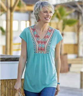 Tunique Fluide Col Plastron Fantaisie 