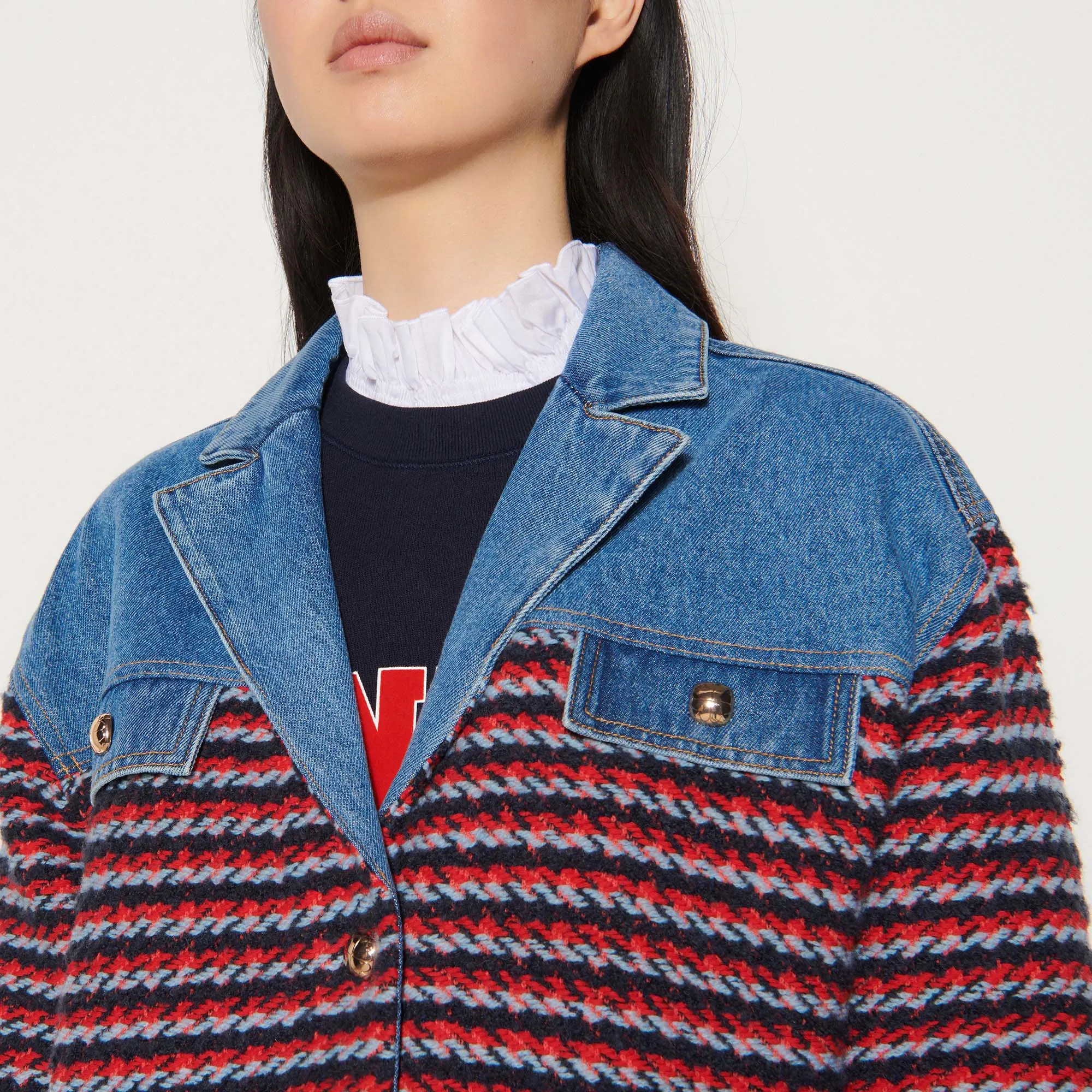 Veste en tweed fantaisie et jean